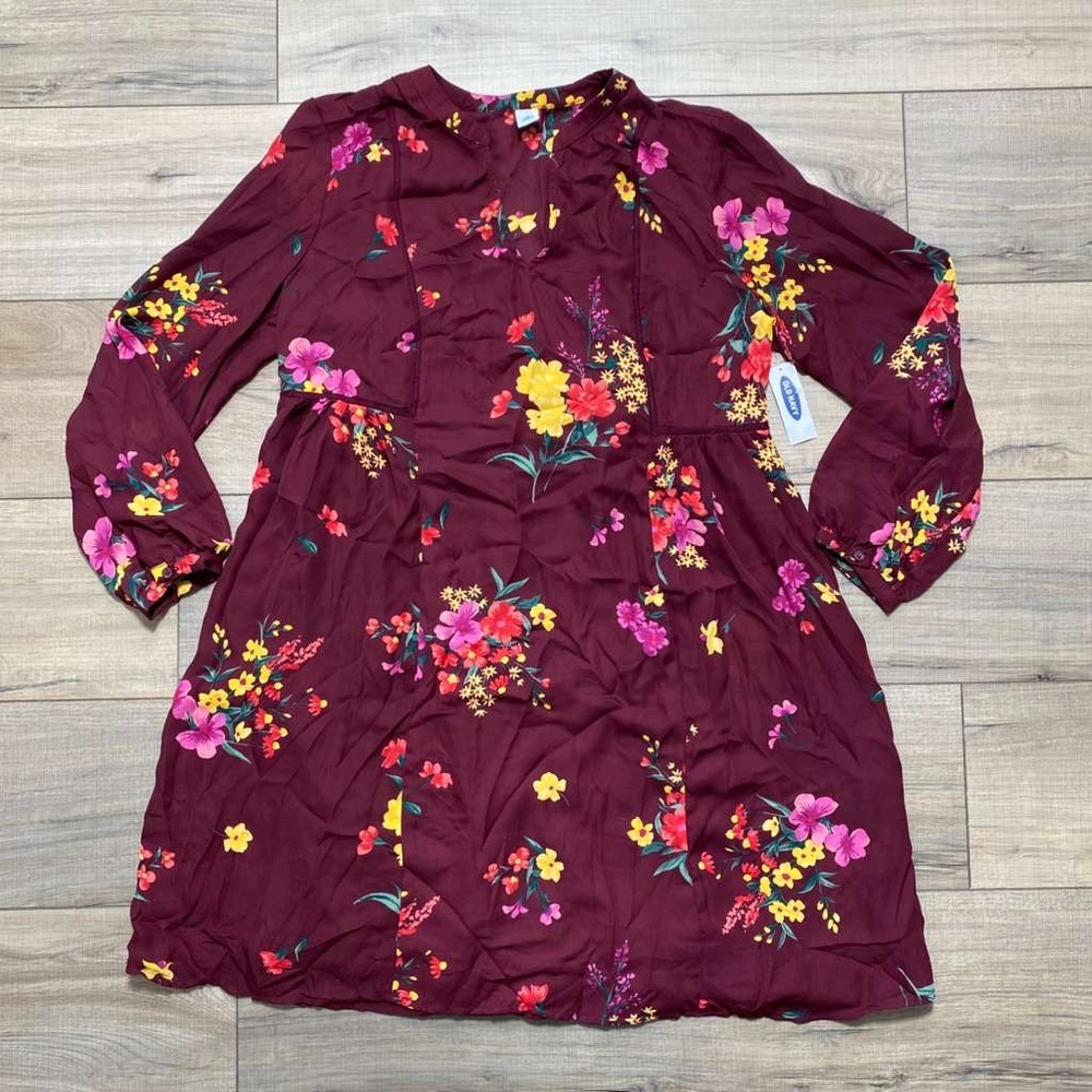 Old Navy Women’s A-Frame Floral Swing Dress Size Small Burgundy